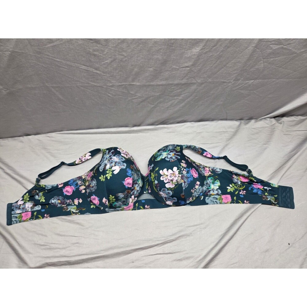 Cacique Lightly Lined Balconette Green Floral Plus Size 44F